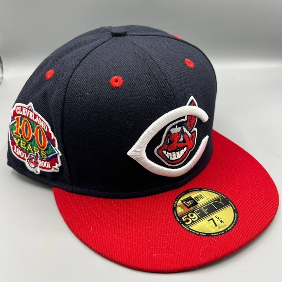 Cleveland Indians Guardians Hat‎ Men 7 5/8 100 Years 59Fifty New Era Fitted New